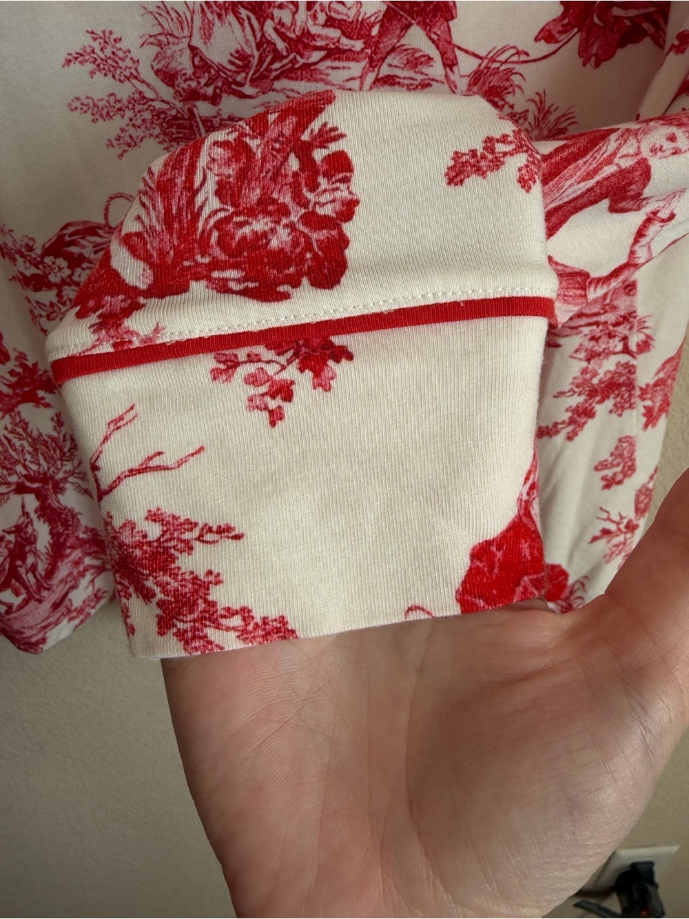 The Cat's Pajamas Idle Hours Red Toile Pima Knit Pajama Set Small Long Sleeve - Picture 10 of 16